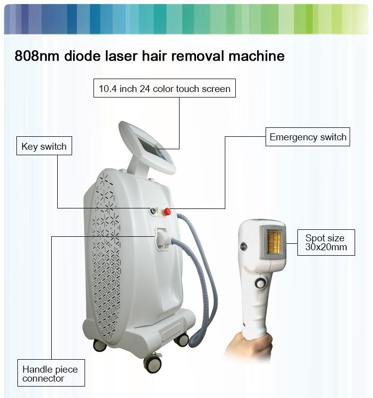 1200w 808nm Laser Hair Removal with 20x30mm spot size